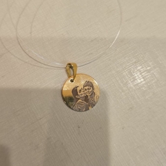 Colar Personalizado Fio de Nylon Plaquinha banhado em ouro 18k