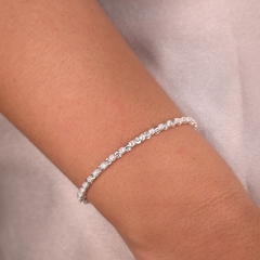 Bracelete Bolinha e Ponto de Luz Cristal banhado em Prata
