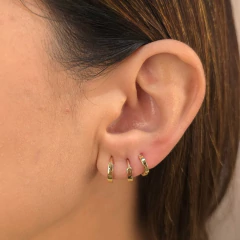 Brinco Trio Argolinhas Click Fio Reto 9/11/15mm banhado em ouro 18k