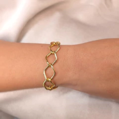 Pulseira Elo Oval Liso banhado em ouro 18k