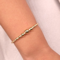Bracelete Bolas e Ponto de Luz Cristal banhado em ouro 18k