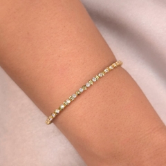 Bracelete Bolinha e Ponto de Luz Cristal banhado em ouro 18k