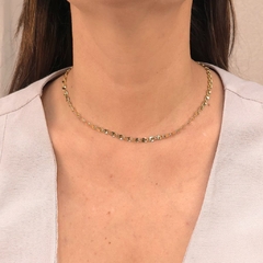 Choker Piastrine Torcida 33cm+10cm banhado em ouro 18k