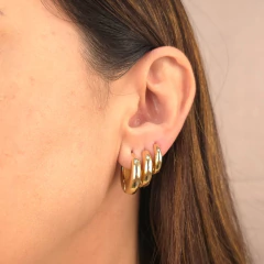 Brinco Trio Argola Lisa Abaulada banhada em ouro 18k - comprar online
