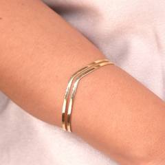 Bracelete em "V" com 1 Corte 6mm banhado em ouro 18k - comprar online