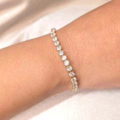 Pulseira Zircônia Cristal 4mm 18cm Fecho Gaveta banhado em ouro 18k