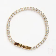 Pulseira Zircônia Cristal 4mm 18cm Fecho Gaveta banhado em ouro 18k - comprar online