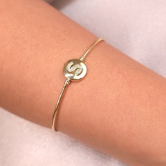 Bracelete Letra S Cravejada Click banhado em ouro 18k