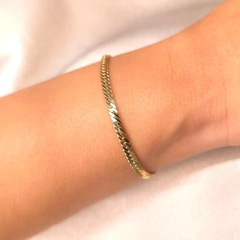 Pulseira Grumet Laminado 4mm 16cm+5cm banhado em ouro 18k