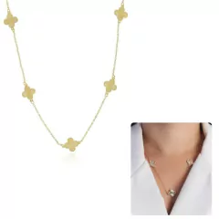 Colar Trevo Dourado 53cm+10cm banhado em ouro 18k
