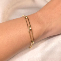 Pulseira Elo Cart Fino Retangular banhado em ouro 18k