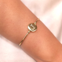 Bracelete Letra J Cravejada Click banhado em ouro 18k