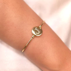 Bracelete Letra J Cravejada Click folheado em ouro 18k