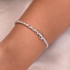 Bracelete Bolas e Ponto de Luz Cristal banhado em Prata - comprar online