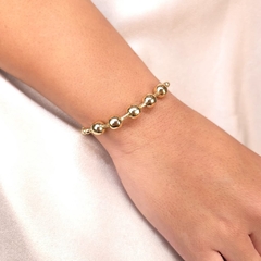 Pulseira Canutilho Bolas 17cm+5cm banhado em ouro 18k