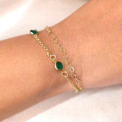 Pulseira Fio Duplo Zircônia Verde banhado em ouro 18k - comprar online