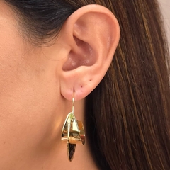 Brinco Argola Oval Chapa banhado em ouro 18k