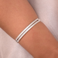 Bracelete Dois Fios Cravejados Cristal banhado em Prata