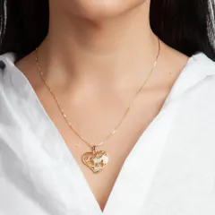 Colar Corações Cristal Veneziana 0.8cm 50cm + 5cm banhado em ouro 18k