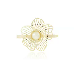 Bracelete Flor com Pérola 0,8mm banhado em ouro 18k - comprar online