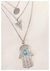 Collar triple Hamsa celeste / Níquel - comprar online