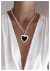 Conjunto corazón esmaltado 44cm / acero blanco