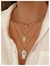 Collar triple Hamsa celeste / Níquel