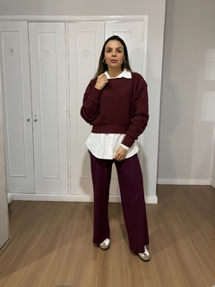 Blusa Tricô Modal cor Marsala - comprar online