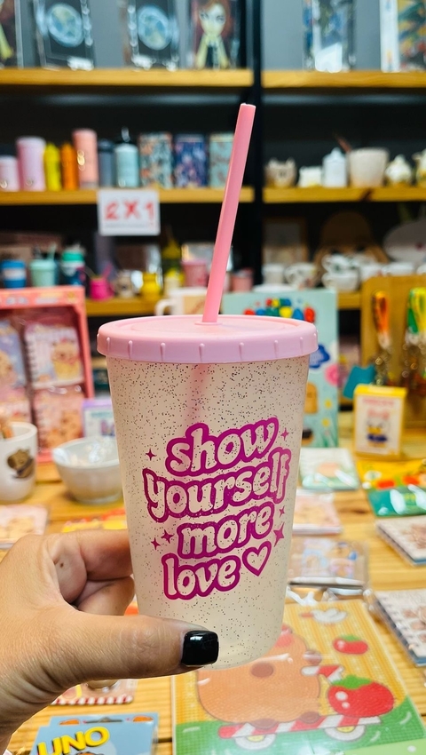 Vaso plástico con glitter yourself