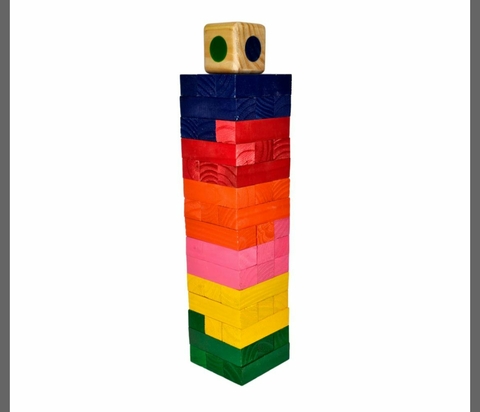 Torre Gigante Jenga 47CM de Color + Dado
