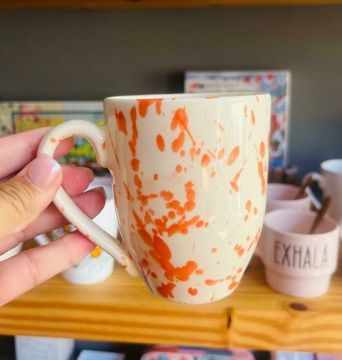 Taza cerámica batik naranja