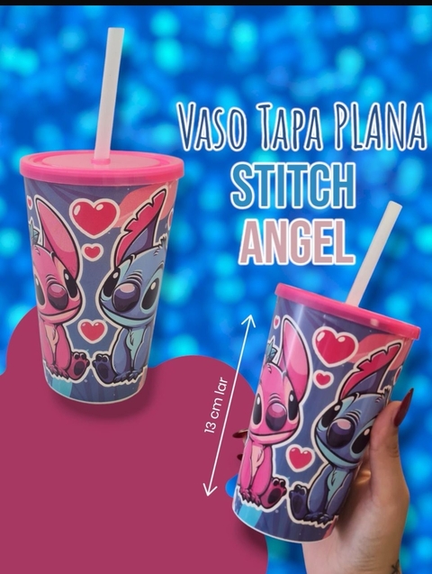 Vaso tapa plana stitch y angel