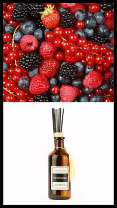 DIFUSOR 200 ml + 7 Varillas FRUTOS ROJOS