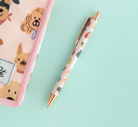 Lapicera retráctil perritos