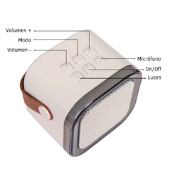 Parlante Mini Inalámbrico Con Micrófono Luces Bluetooth Usb Color Beige - tienda online
