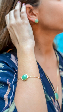 Pulseira Érica com Pedra Natural Quartzo Verde - comprar online