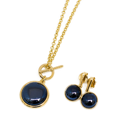 Conjunto Elo Perolado Dourado - Ágata Preta
