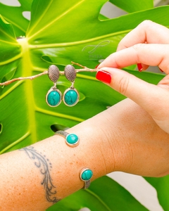 Bracelete Prata Envelhecida com Turquesa - comprar online