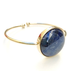 Bracelete Dourado com Pedra Sodalita Perolada