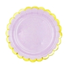 Platos Lila con Onditas Doradas x 10 un
