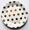 Plato Blanco con Lunares Dorado x 10 un