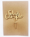 Cake Topper Feliz Cumple en madera Oro x 1 un