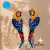 Aretes Para Mujer En Mostacilla Checa Guacamayas Grandes Azul Amarillo