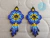 Aretes Para Mujer En Mostacilla Checa Flor Huichol Boho Azul Flecos - tienda online
