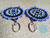 Conjunto Collar Y Aretes Para Mujer Mandala Azul en Mostacilla Checa