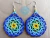 Aretes Para Mujer En Mostacilla Checa Roseton Azul y Verde