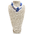 Imagen de Collar Para Mujer Estilo Pañuelo En Mostacilla Checa Blanco Mariposas Azules