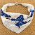 Collar Para Mujer Estilo Pañuelo En Mostacilla Checa Blanco Mariposas Azules - tienda online