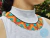 Collar Para Mujer en Mostacilla Checa Estilo Okama Embera Triangulos Multicolor Punta Dorada en internet