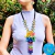 Conjunto Para Mujer Collar y Aretes En Mostacilla Checa Flor Huichol Cartuchos